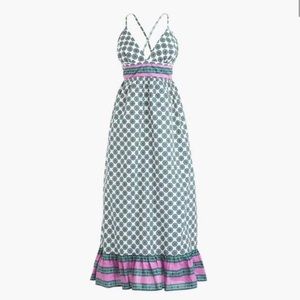 J. Crew Strappy V-neck SZ Block-print Floral Maxi